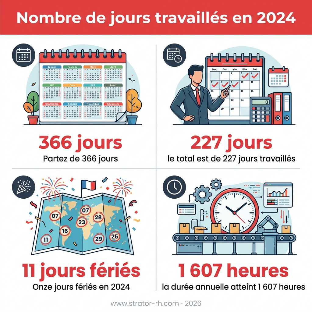 Infographie — nombre de jours travaillés en 2024